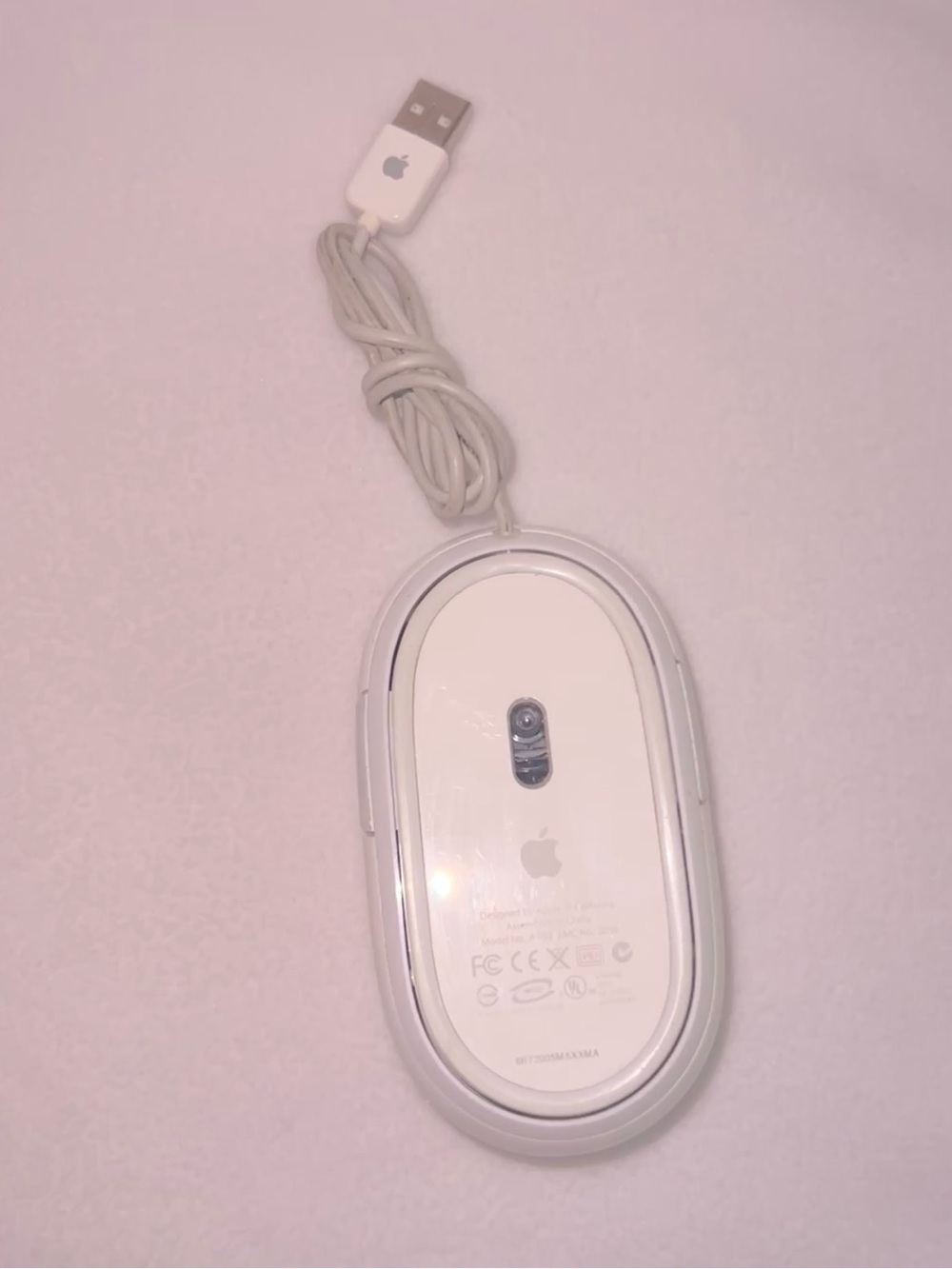 Genuine OEM Apple Mighty Mouse Wired USB White Model A1152 Working - Picture 3 of 5